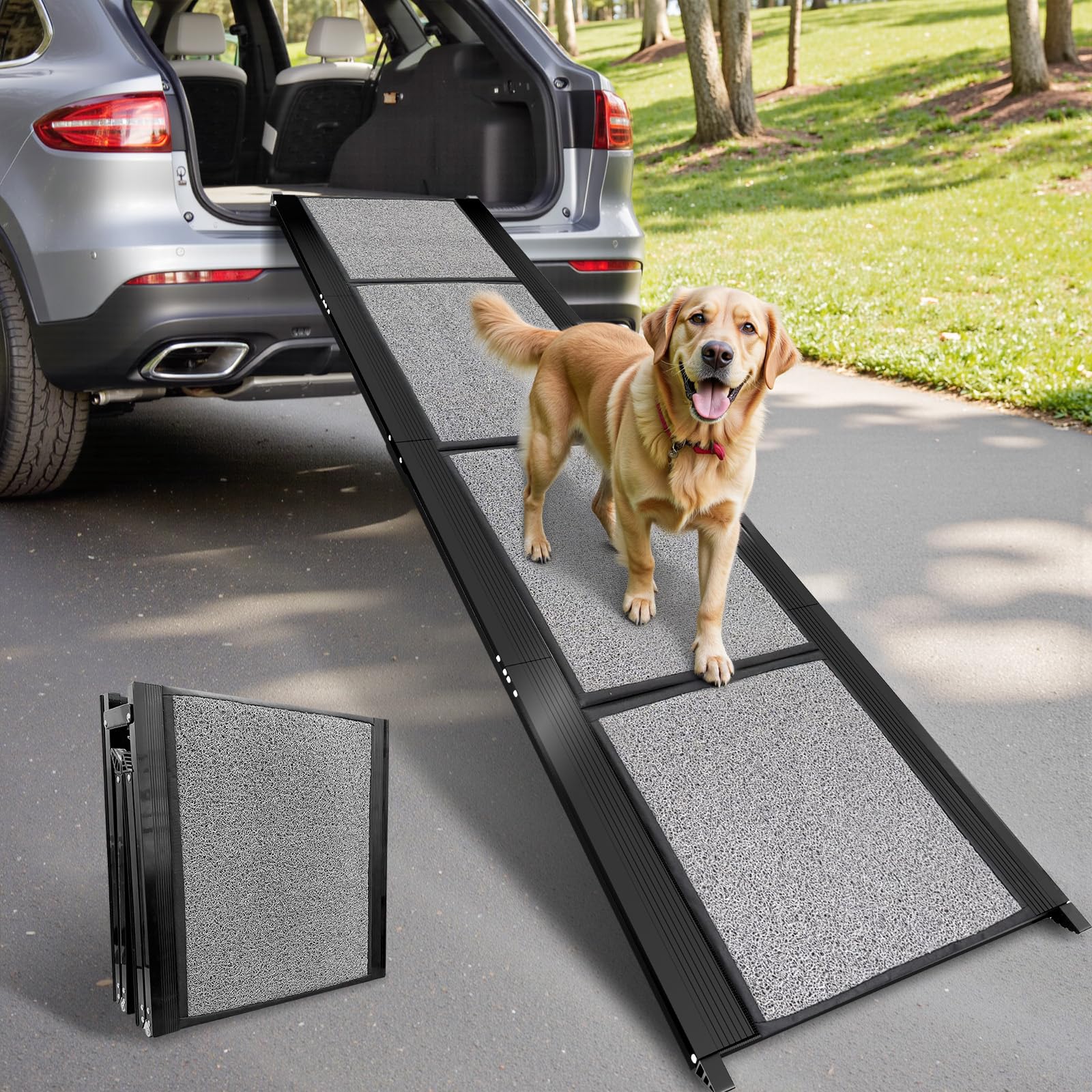 Gimars Rampa para Perros de 180 cm, Plegable y Portátil con Superficie Antideslizante, Ideal para Autos, Camiones y SUVs, para Perros Grandes y Medianos de hasta 110 kg