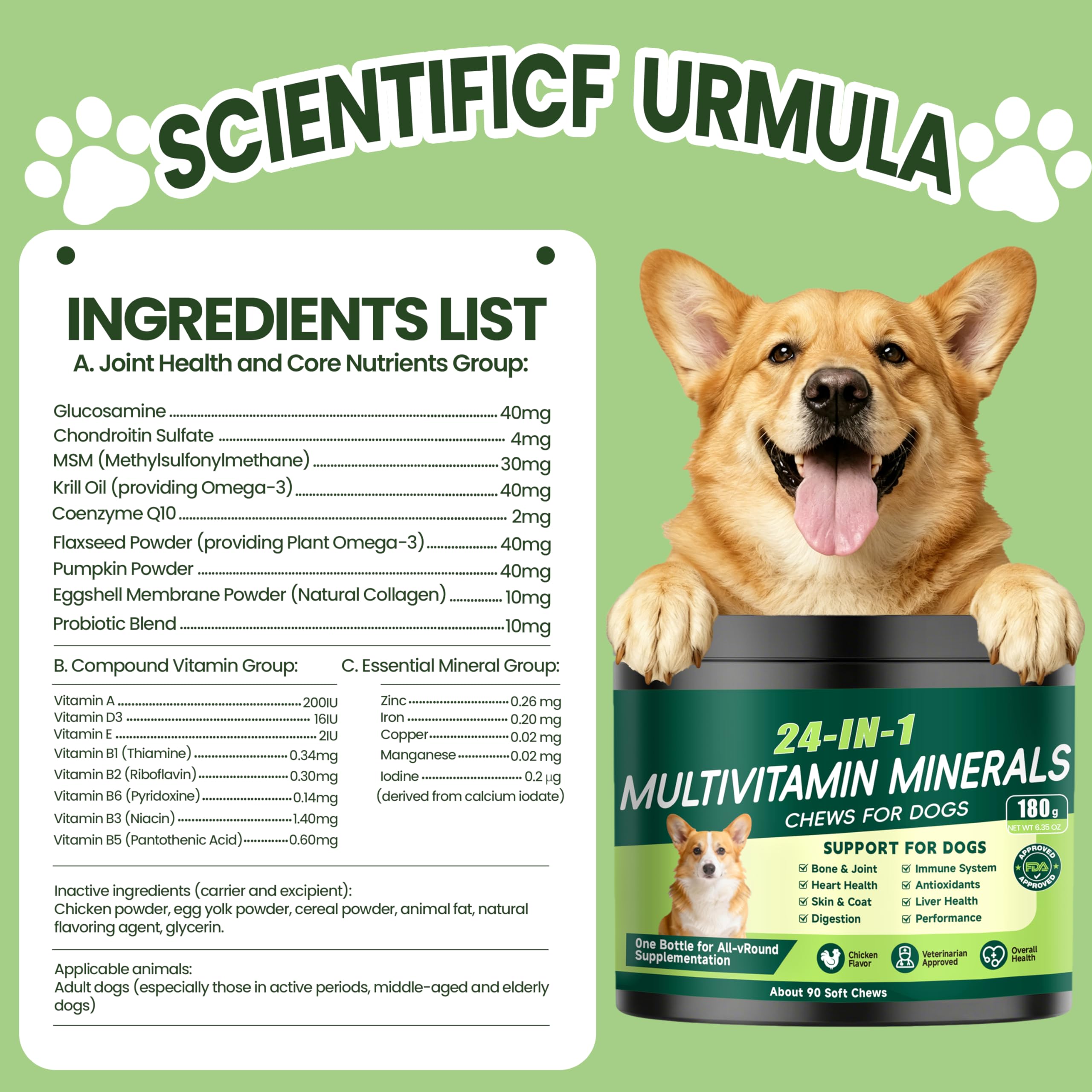 24-in-1 Dog Vitamins and Supplements, Dog Multivitamin Chewable for All Dog — Amazon image 5