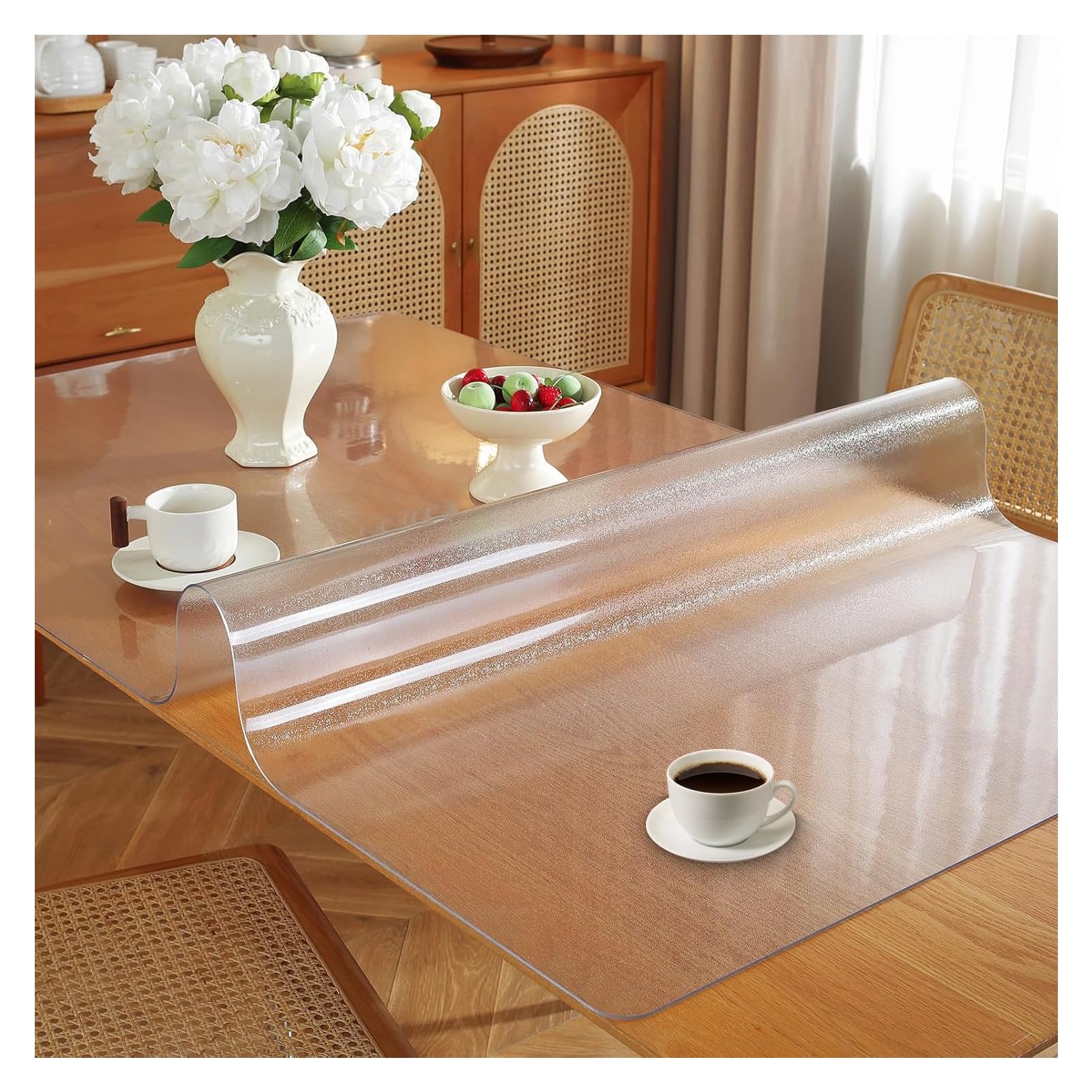 OELZWVN Clear Table Protector, 70x110cm, Matt Finish, 1.5 mm Thick, PVC Table Protector with Bevelled Edges, Protective Mat for Chests of Drawers, Coffee Tables and Wooden Table Tops