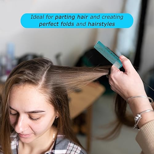 Vista 6 de Allegro XL - Peines de cola de rata y separación de cola de metal (2 unidades, aguamarina y blanco)