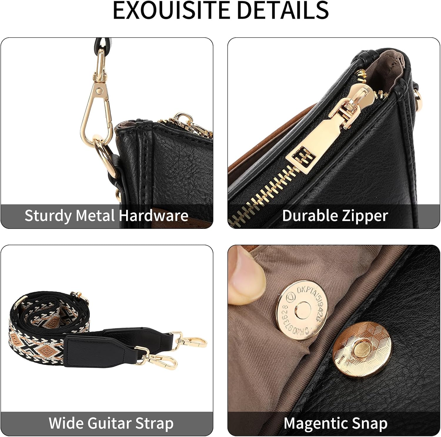 GAEKEAO Crossbody Bags for Women Trendy Hobo Handbags Vegan Leather Fashion Shoulder Purses With Adjustable Guitar Strap - Image 6