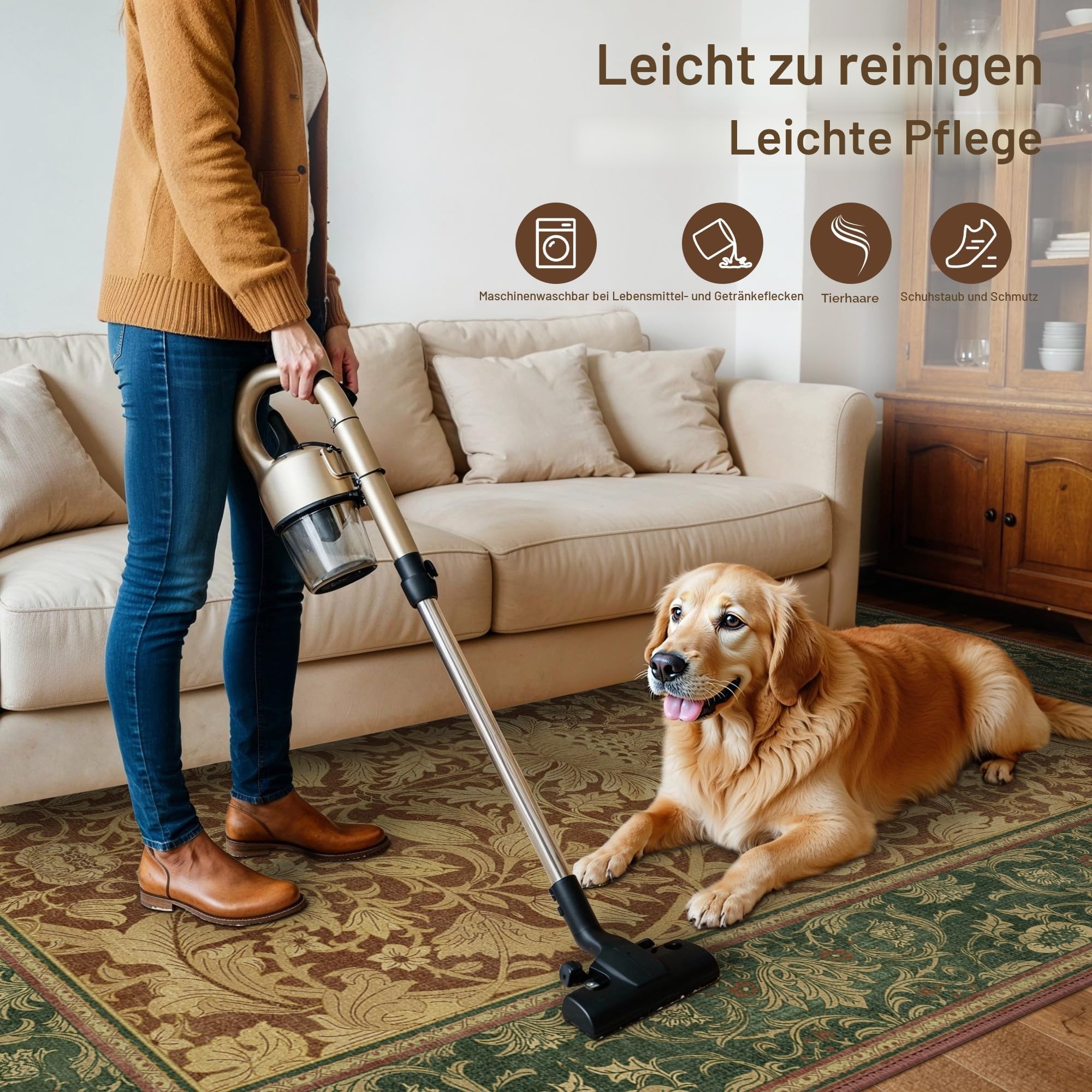 BEIMO Waschbarer Teppich Wohnzimmer Vintage, Boho Teppich Schlafzimmer Groß Orientalisch rutschfest für Badezimmer Esszimmer, 160x230cm