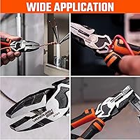 Vista 4 de VANQUISH Alicates Linemans de 7 pulgadas Alicates Linesman de alto apalancamiento con diseño de corte lateral (3162)