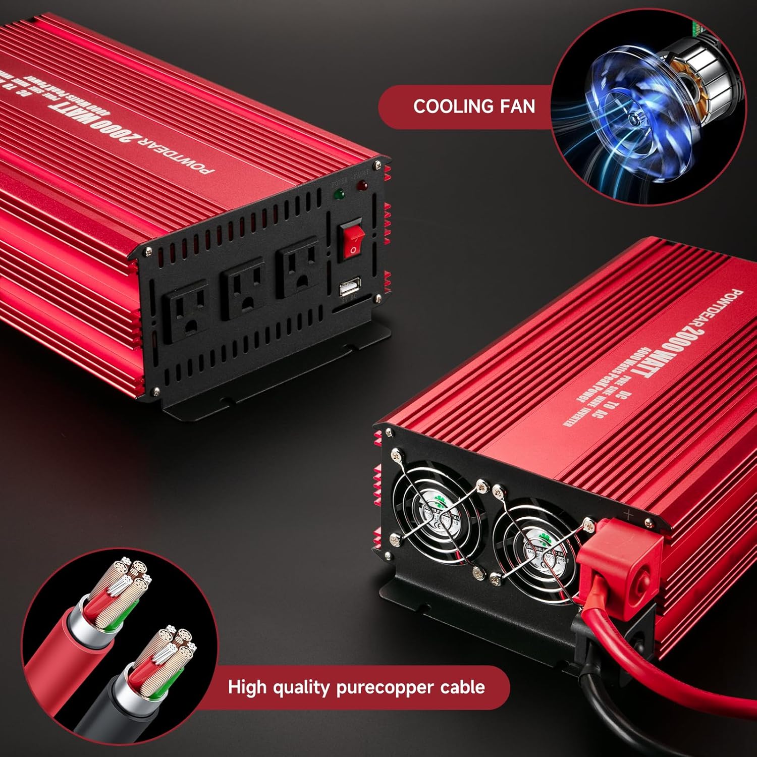 Powtdear 2000 Watt Power Inverter: Converts DC to AC Power