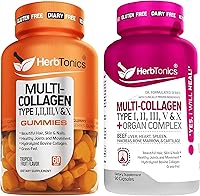 Vista 1 de Gomitas de colágeno múltiple con cápsulas de colágeno múltiple tipo I, II, III, V y X péptidos de proteína y complejo de órganos