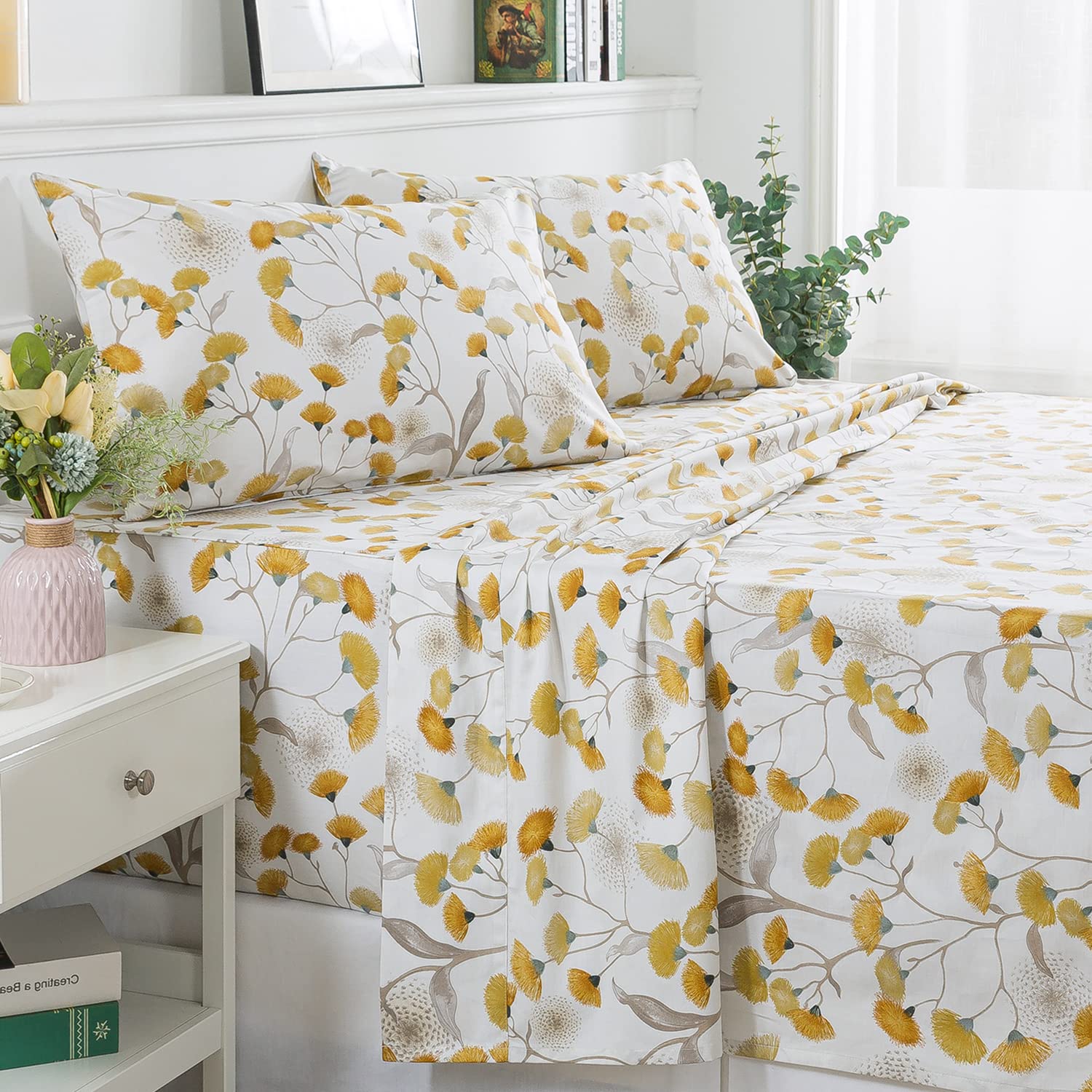Floral Dandelion Printed Bed Sheets 