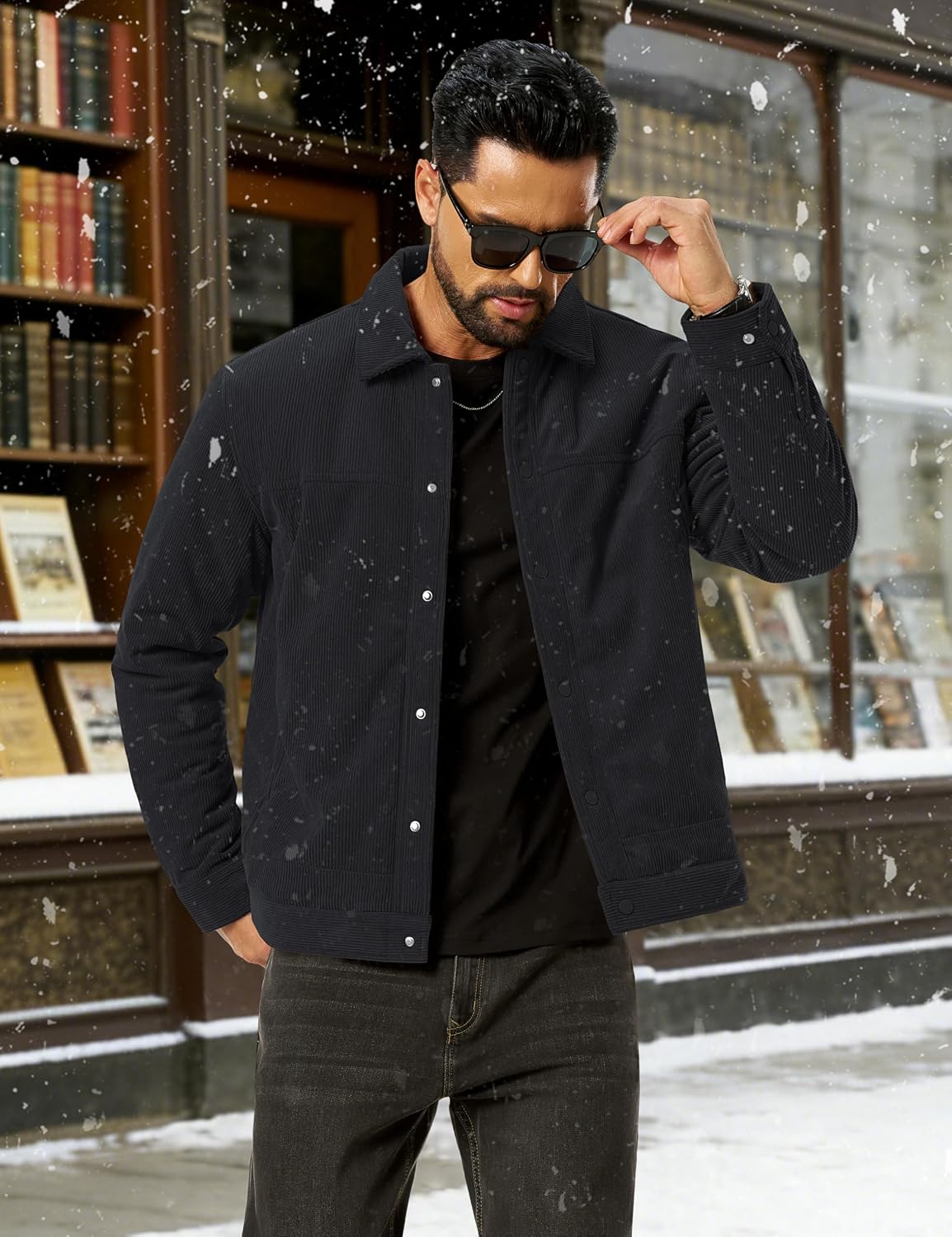 TACVASEN Men's Winter Corduroy Jacket with Sherpa Fleece Lined, Warm Coat | Thermal thick;windproof;soft;comfortable;casual & work wear;multi pockets;adjustable cuffs;fit;easy care;fall & winter wear