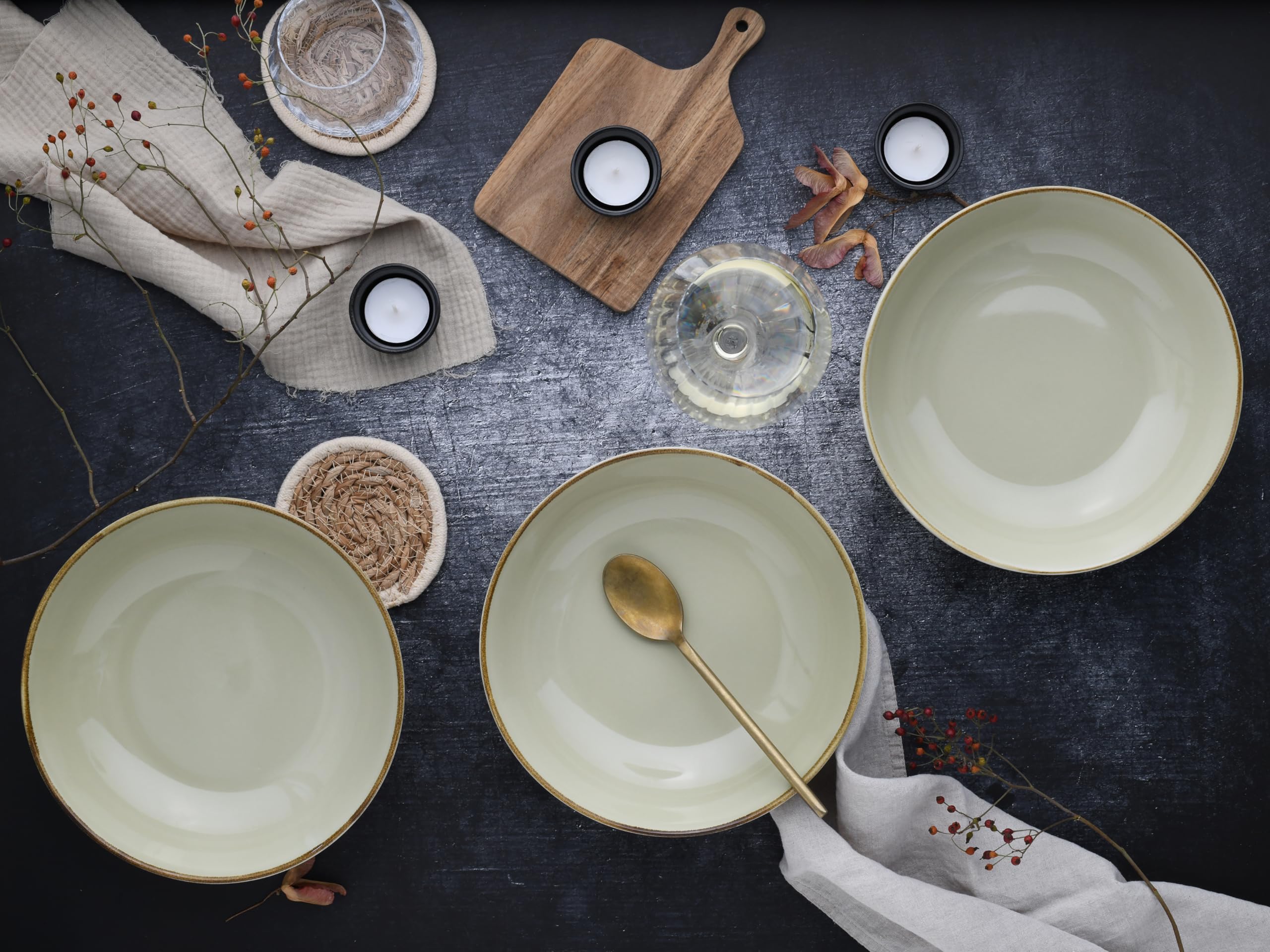 Creatable, Serie Nature Collection, Bowl-Set aus Steinzeug, spülmaschinen- und mikrowellengeeignet, Qualitätsproduktion (Earth, Poke Bowl 4 teilig)