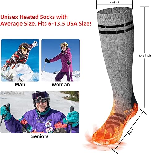 Calcetines térmicos para hombres y mujeres, 5000 mAh recargables lavables con batería eléctrica, calcetines calefactables para clima frío,