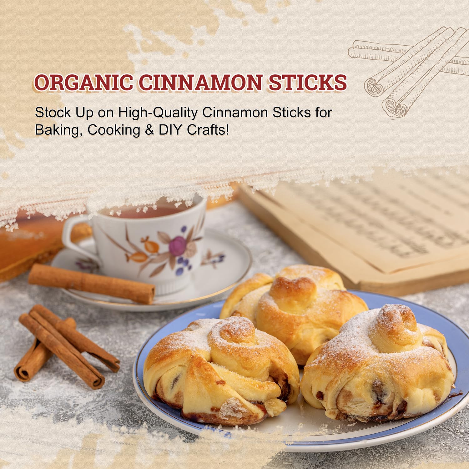52USA Cinnamon Sticks 113,4 g – Premium Ceylon cannella per cuocere, bevande e cucinare – naturale, fresco e aromatico