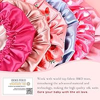 Vista 6 de Gorro de satén para dormir para cabello rizado, doble capa, reversible, ajustable, sedoso, para adolescentes, niños pequeños