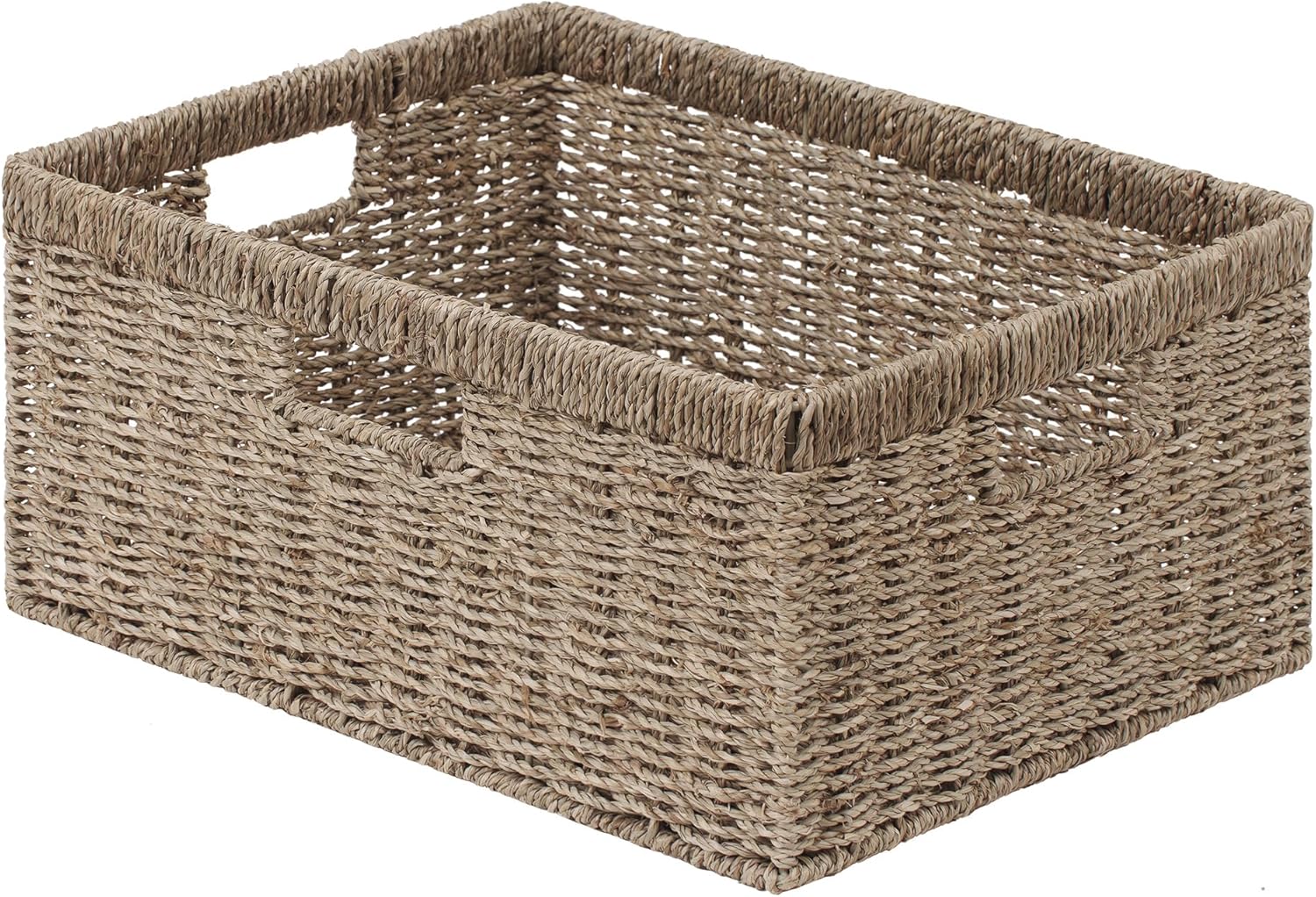 StorageWorks Extra Large Wicker Baskets for Organizing, Seagrass Storage Basket with Built-in Handles, 1 Pack 16 ½"L x 13"W x 7 ½"H Sea Grass