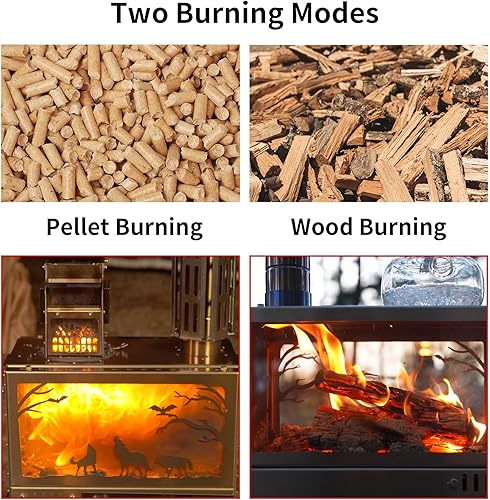 Miniatura 3 de Estufa de pellets M8 con quemador de pellets, hornobase, estufa portátil de acero inoxidable IGT, incluye 6 tubos de chimenea para camping, tiendas