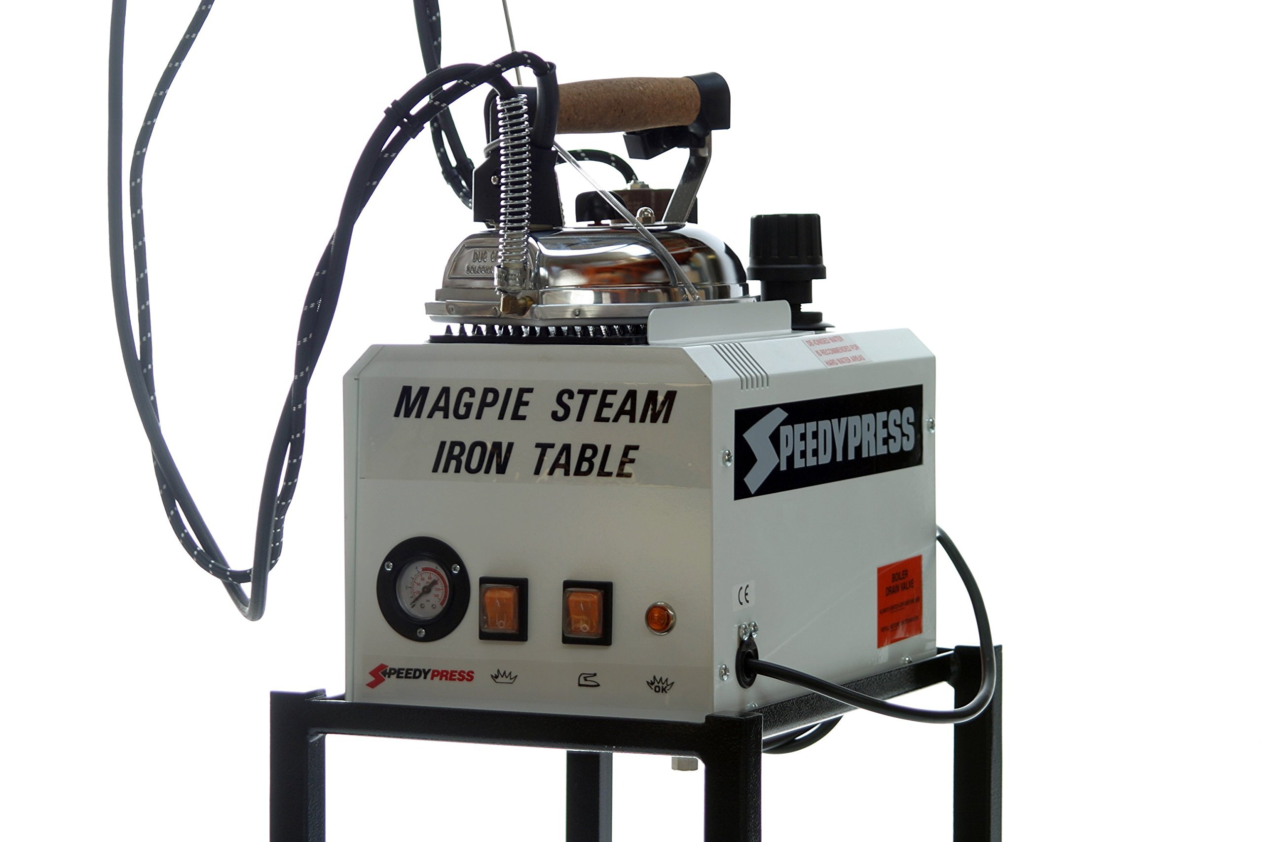 Speedypress Magpie 5-Litre British Ironing Boiler, Iron, Trolley, Ironing Shoe & Draining Blow Down Bottle