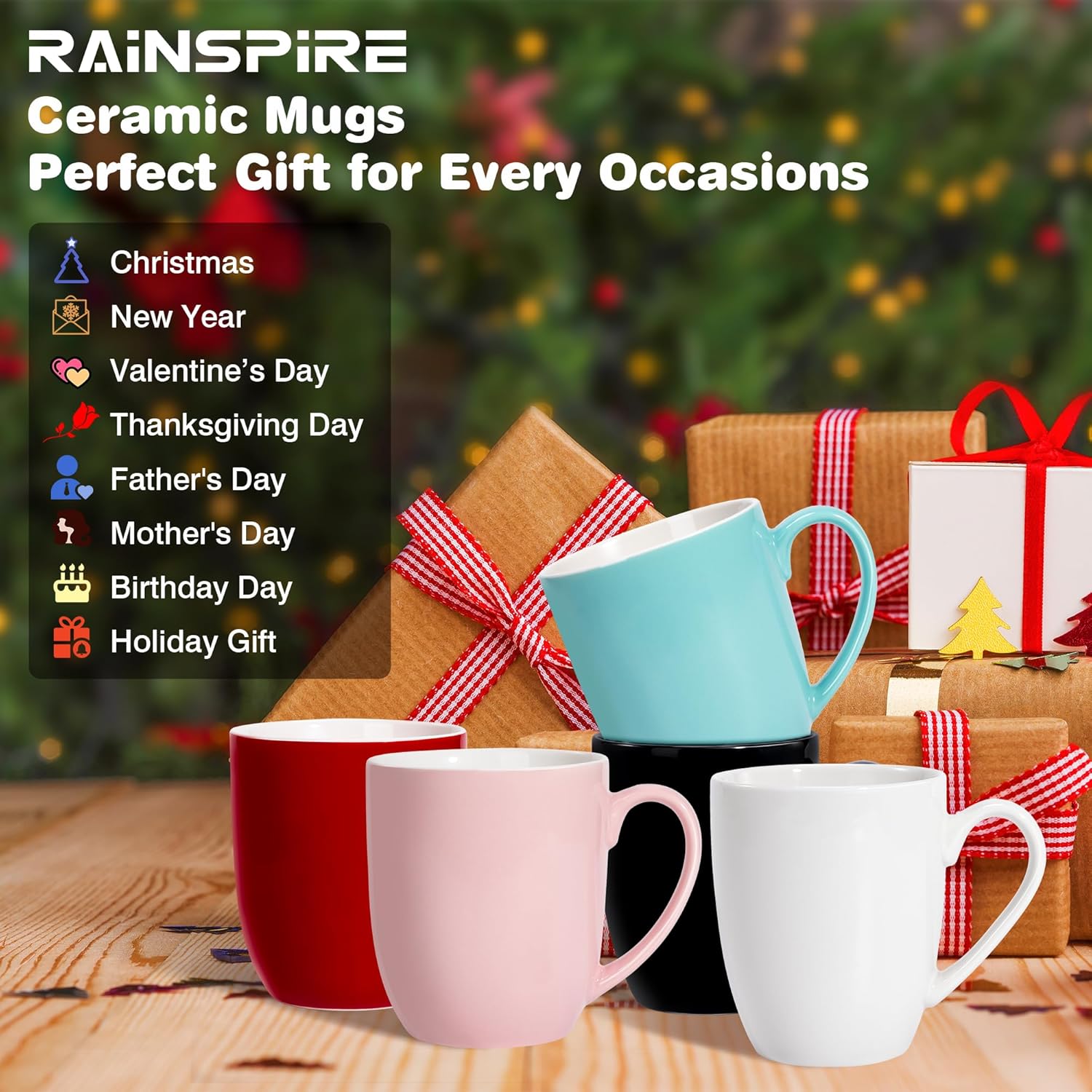 Urbanstrive 16 oz Large Coffee Mugs Set of 4 Ceramic Coffee Mug White Coffee Cups Tea Cups Idea Gift for Women Men House Warming Gifts New Home Office, 4 Pack (Black) - Image 8