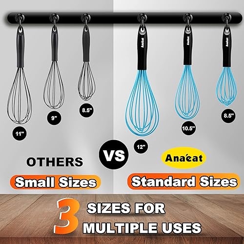 Miniatura 5 de Anaeat Batidor de globo de silicona, perfecto para utensilios de cocina antiadherentes, batidora de leche y huevos, batidor de cocina resistente al