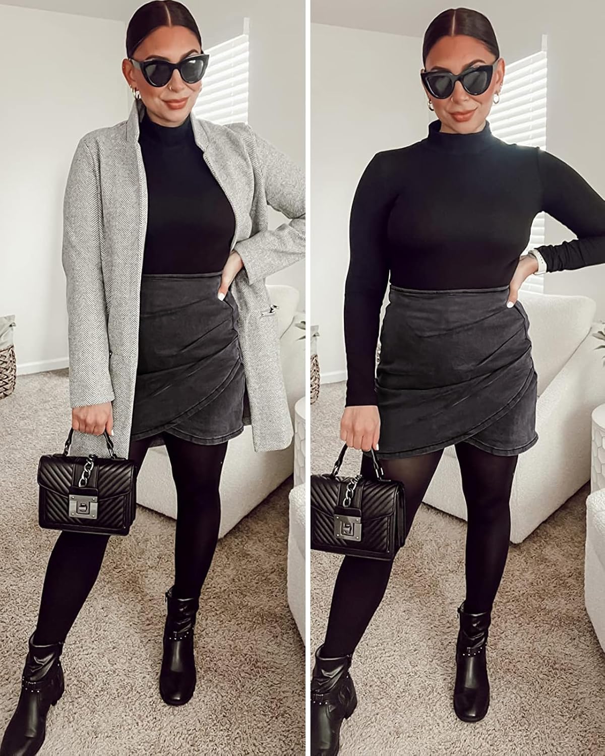 Vetinee Women's Tulip Hem Shirred Washed Casual Bodycon Short Jean Denim Skirt - Image 4