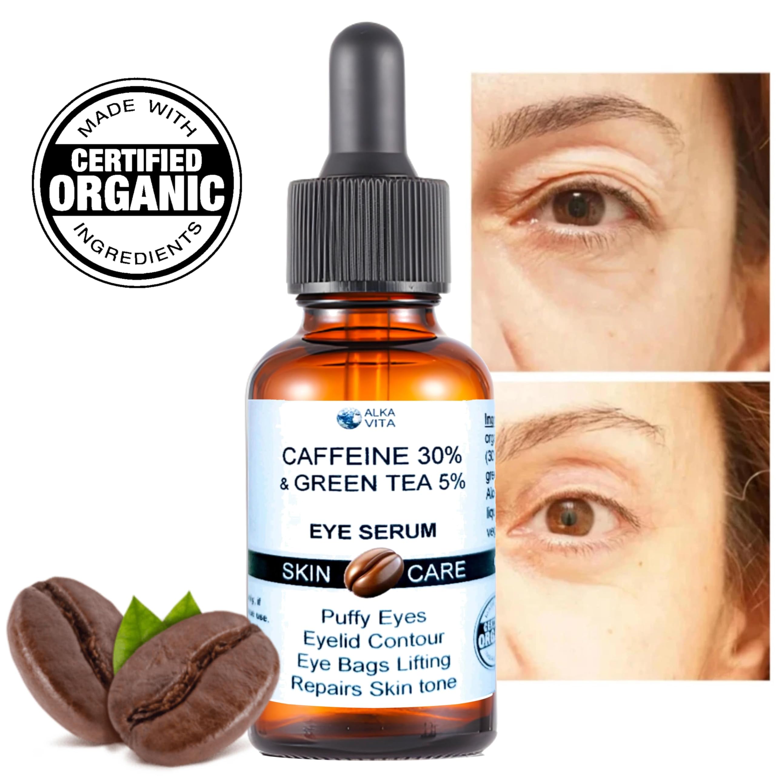 Puffy Eyes Caffeine 30% & Green Tea 5% Eye Serum Bags Under Eyes