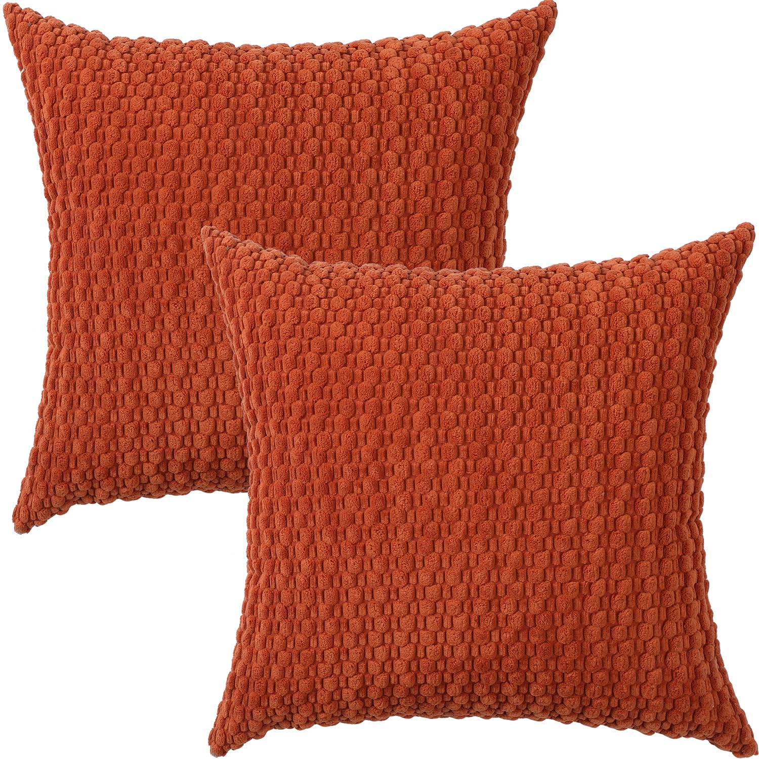 Tennove Cushion Covers 50x50cm Decorative Modern Rust Pillow Cases Pack of 2 Corduroy Boho Soft Throw Pillow Covers Square Pillowcases for Sofa Living Room Bed Home Decor