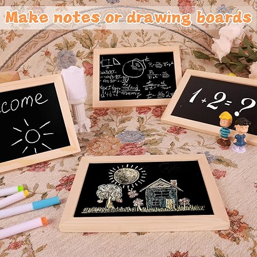 Miniatura 7 de Pizarra pequeña con marcos, mini pizarras de madera de doble cara, aprendizaje y escritura a mano sin lágrimas, suministros escolares para aula,