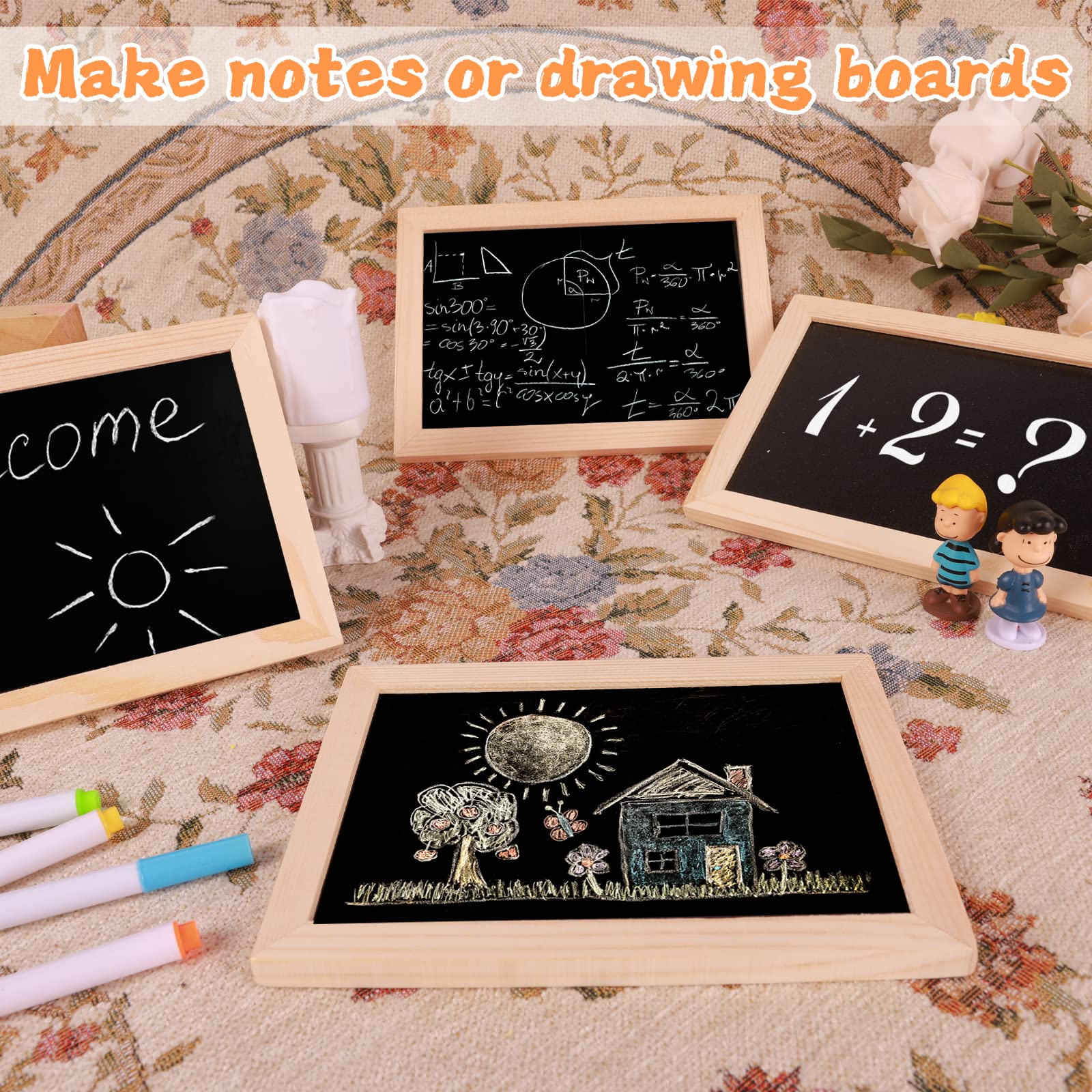 Lot de 7 petits tableaux noirs en bois double face pour apprendre et écrire sans larmes - Fournitures scolaires pour salle de classe, fête, maison, bureau - 12,7 x 17,8 cm
