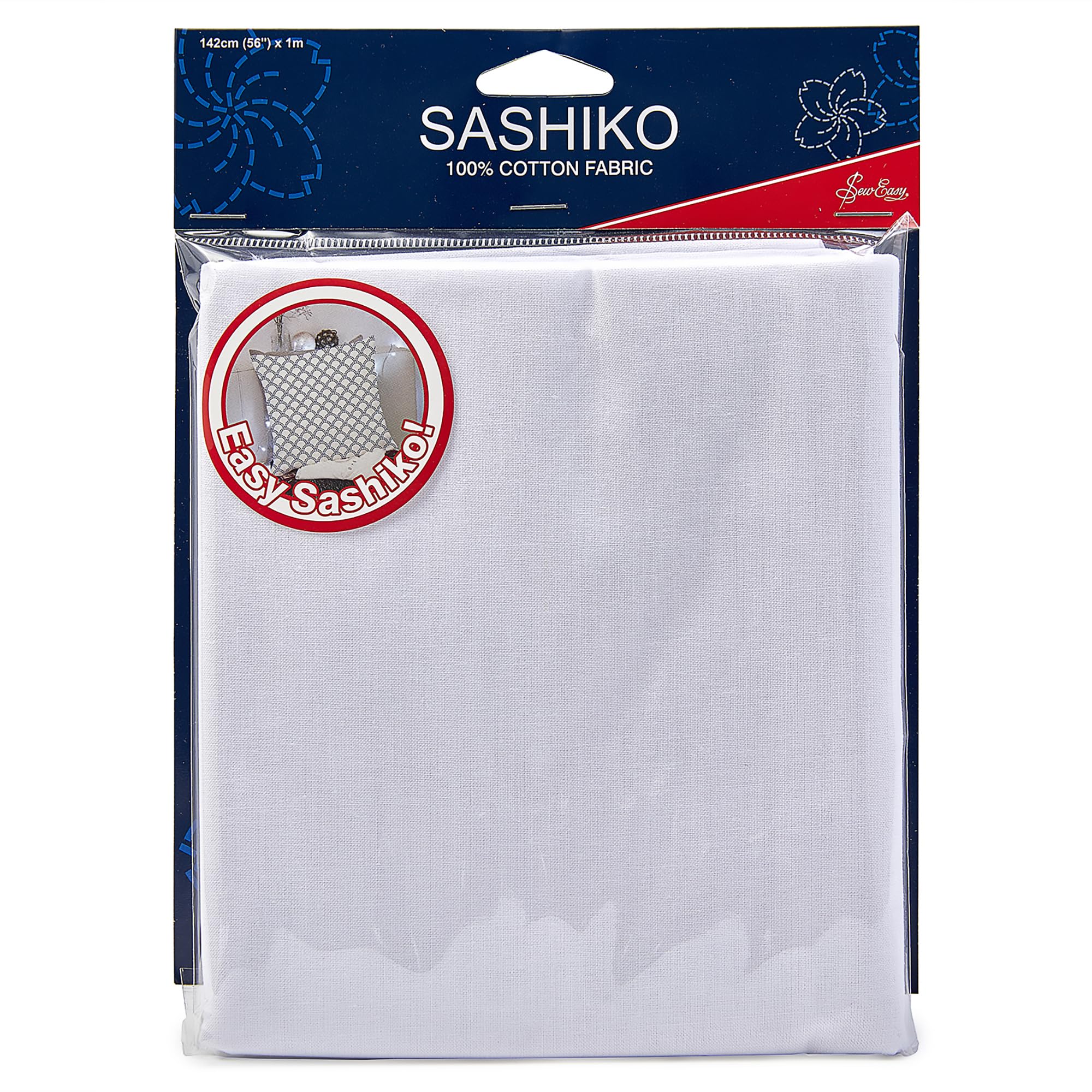 Sew Easy Sashiko Cotton Fabric – White 1m x 1.42m 100% Cotton Fabric for Stitching Sashiko Designs