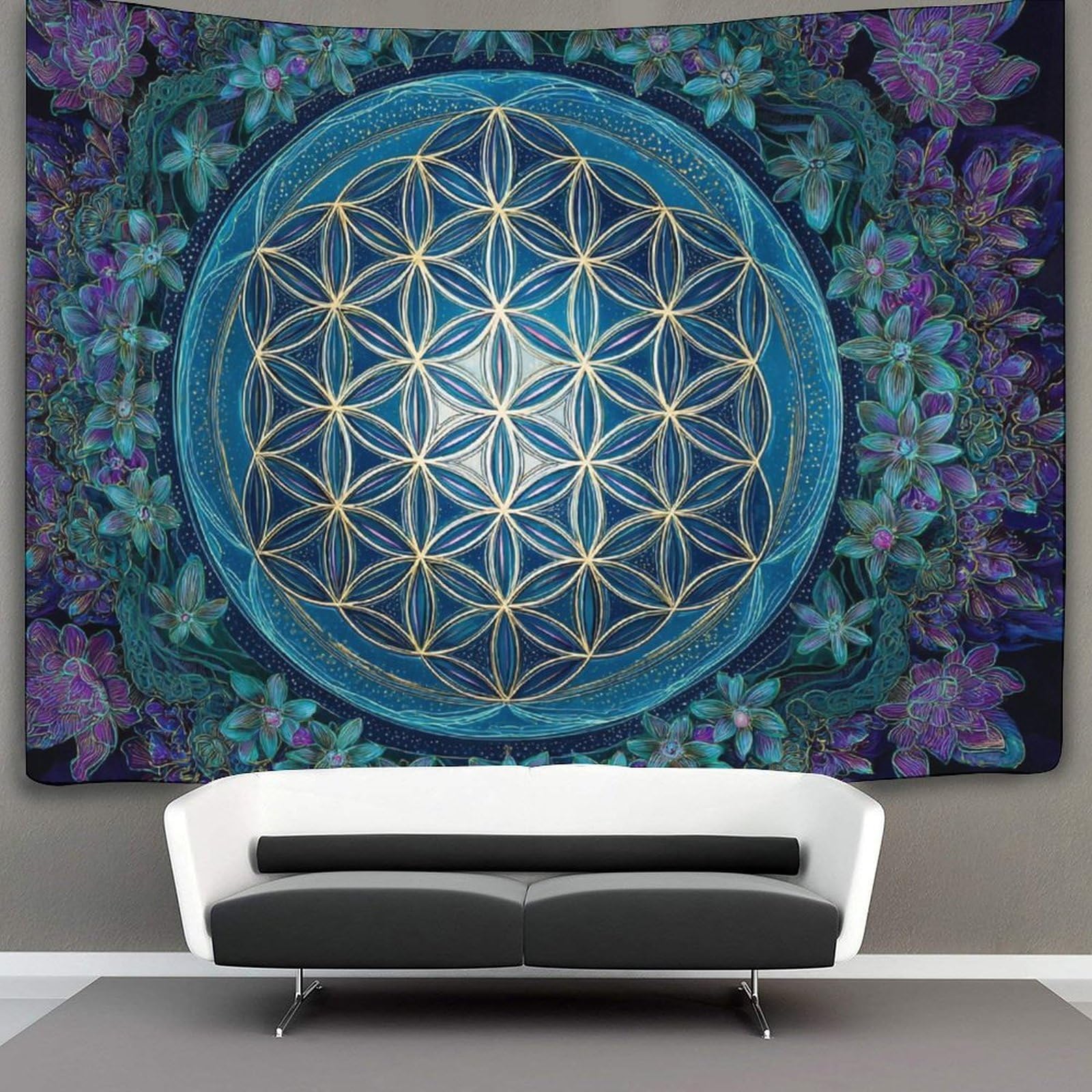 kaiyun Flower of Life Decorations Tapestry 3D Printing Wall Blanket Wall Hanging for Living Room Bedroom Dorm Decor 100cmx150cm
