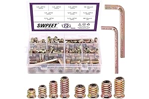 urlwall 165pcs threaded inserts nuts, wood insert assort (122pcs carbon steel color zinc plate)