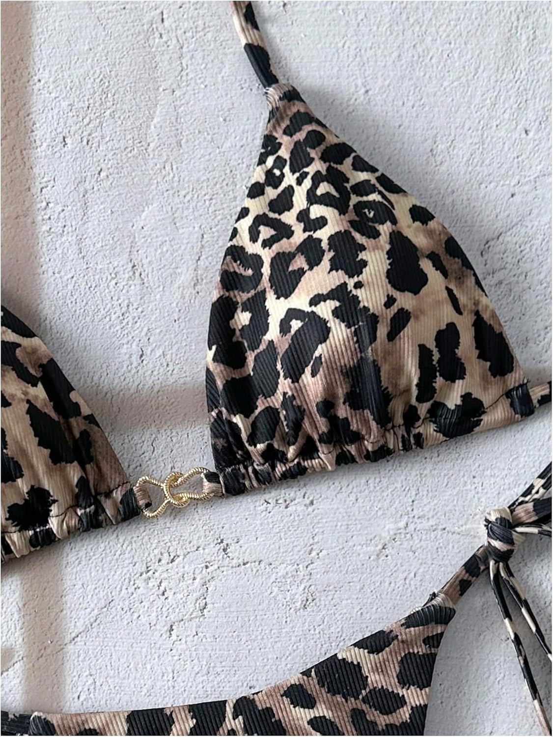 Milumia Women's 2 Piece Bikini Set Leopard Print Halter String Triangle Swimsuit Bathing Suits - Image 4