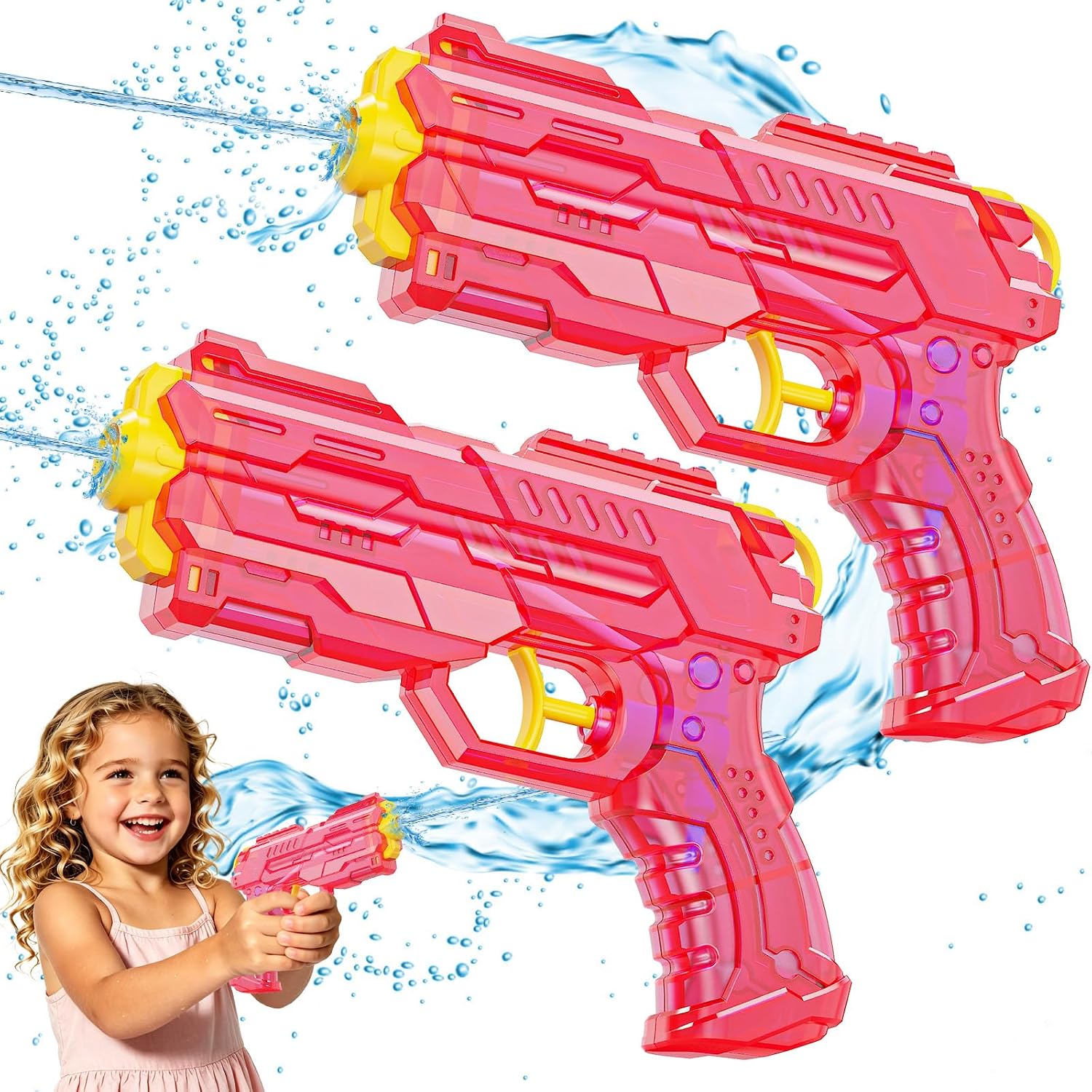 2 Pack Water Gun for Kids, Pink Squirt Gun for Adults Boys Girls Pool Toys, Small Watergun Water Shooters Ages 4-12 for Summer Outdoor Beach Party Game