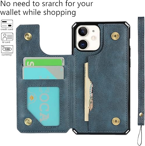 Miniatura 236 de Cavor for iPhone 11 Wallet Case with Card Slots Holder,Premium PU Leather Kickstand Feature Case [Wrist Strap] Double Magnetic Clasp Shockproof Flip