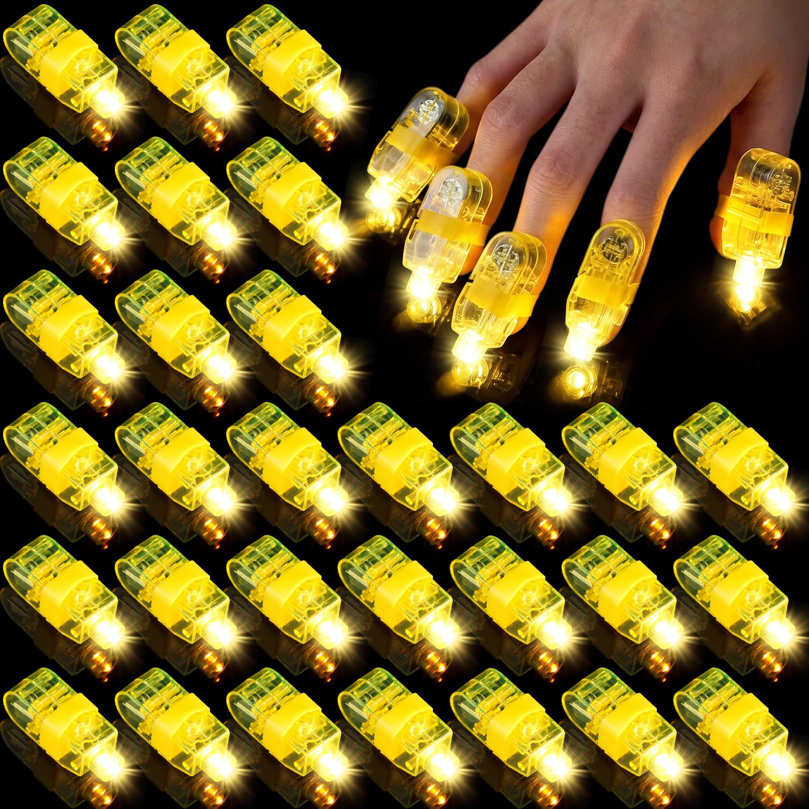 Chivao 200 Pcs LED Finger Lights Mini Finger Flashlights Light up Ring Sticks for Adults Glow in The Dark Party Favors Birthday Rave Party Supplies(Yellow) — image 1