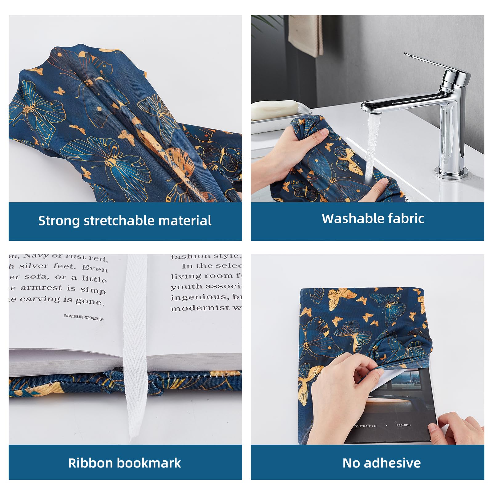 NICENEEDED Butterfly Stretchable Book Cover, Washable Book Protector, Elastic Notebook Wraps - Image 4