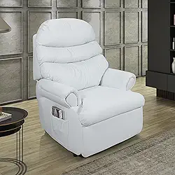 Poltrona do Papai Reclinável Cadeira Corano Soft Vovô (BRANCO)