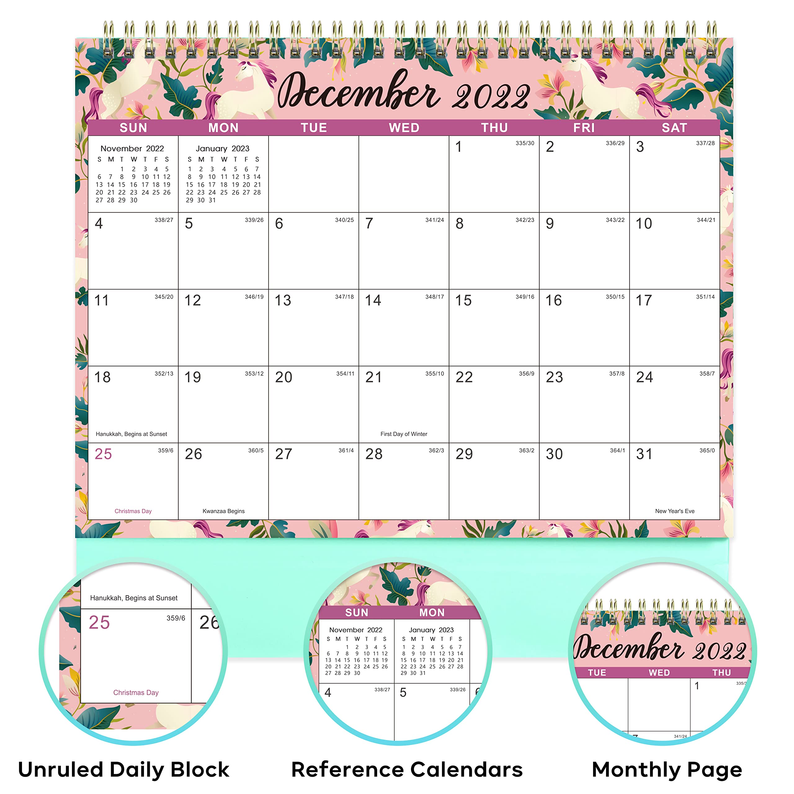 2022 Desk Calendar Standing Flip Calendar with Premium White Paper