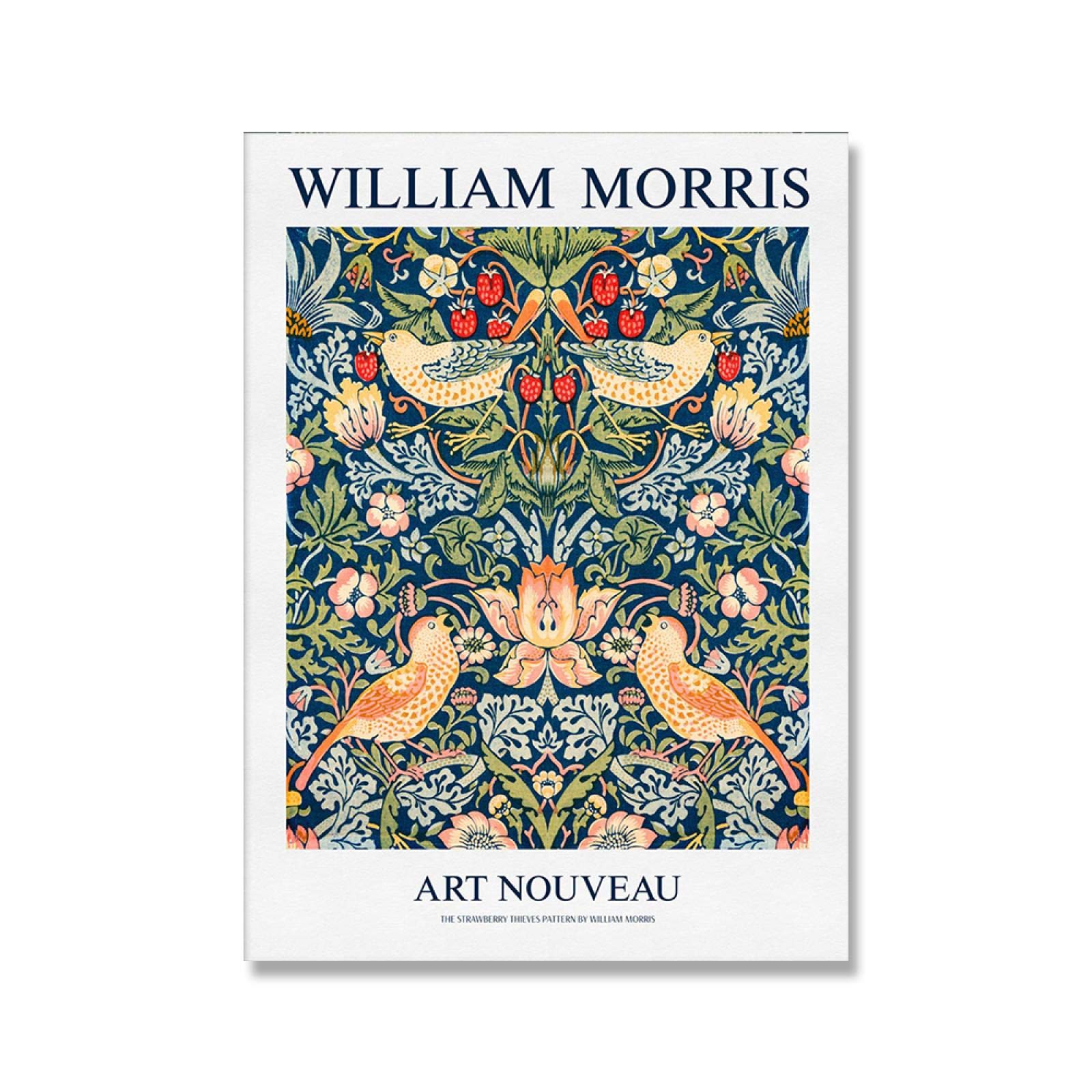 Guying Art Frameless William Morris Strawberry Thief Botanical Museum Exhibition Poster Canvas Painting Gallery Mural Living Room Home Decor 50X70cm