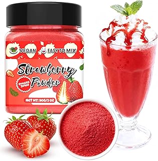 Strawberry Powder - 100% Pure Freeze Dried Strawberries Fruit Powder, Vegan & No Additive Strawberry Flavoring Natural Food Coloring for Baking, Drinks, Cakes, Icing and Smoothies - 3oz