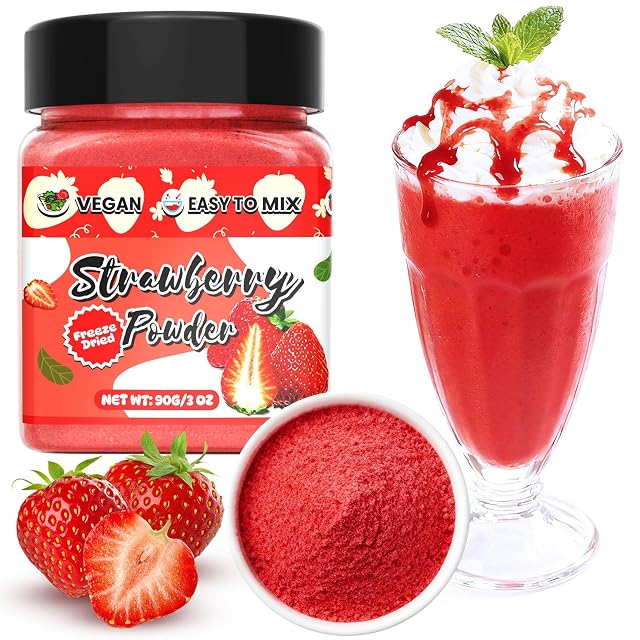 Strawberry Powder - 100 Pure Freeze Dried Strawberries Fruit Powder Vegan No Additive Strawberry Flavoring Natural Food Coloring