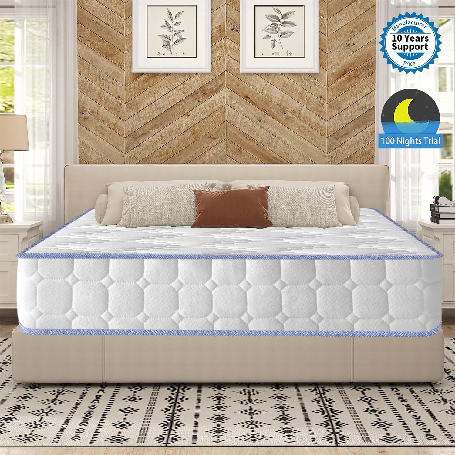 YIDATONG Matelas 90x190 cm 24 cm Ressorts Ensachés Indépendant Mousse à Mémoire de Forme Multicouches 7 Zones