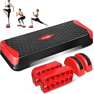 Yes4All - Pasador aeróbico multifuncional, patas semicirculas extra, plataforma aeróbica ajustable de 4 pulgadas y 6 pulgadas para entrenamiento, ejercicio de paso y equilibrio