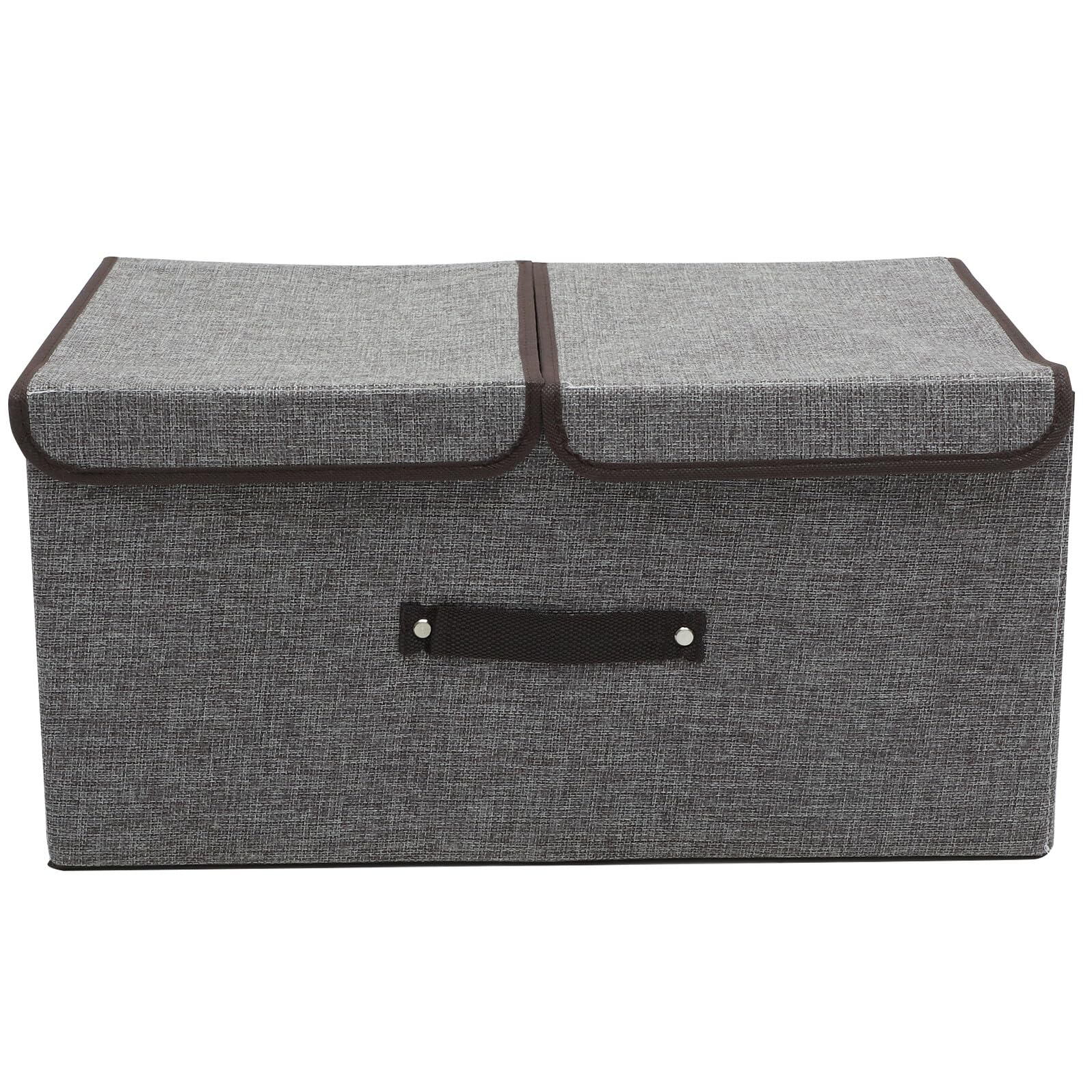 Boîte de rangement pliable grise en tissu grand volume avec poignées pour vêtements