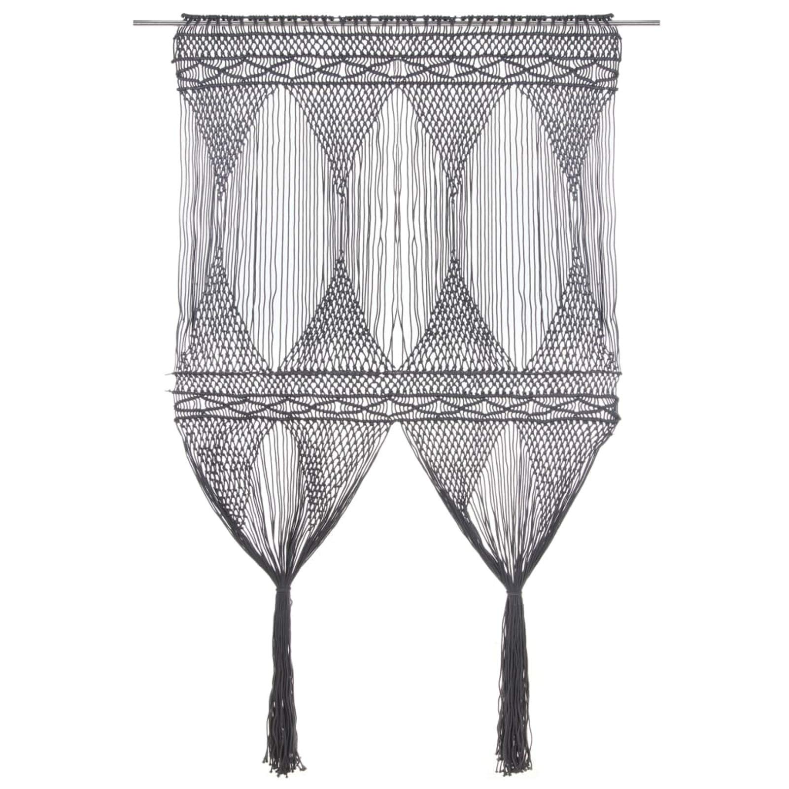 Homgoday Szara bawełniana zasłona makrama antracyt 140x240 cm