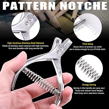Mardatt 8Pcs Professional Leather Sewing Tools Kit with Tracing Wheels, Stainless Steel Pattern Notcher, Scratch Awl, Tailors Chalk, Soft Measuring Tape for Leather Tailor Paper Cloth Sewing
