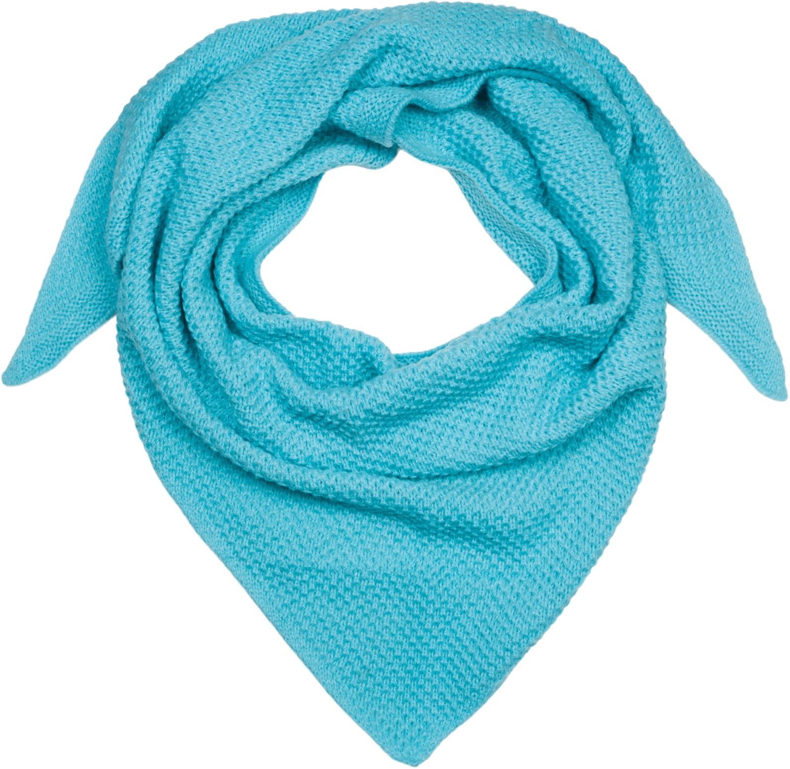 styleBREAKER Ladies XXL Knitted Triangle Scarf Unicoloured with Rice Grain Knit Pattern, Warm Autumn Winter Maxi Triangle Scarf 01020048, Colour:Turquoise