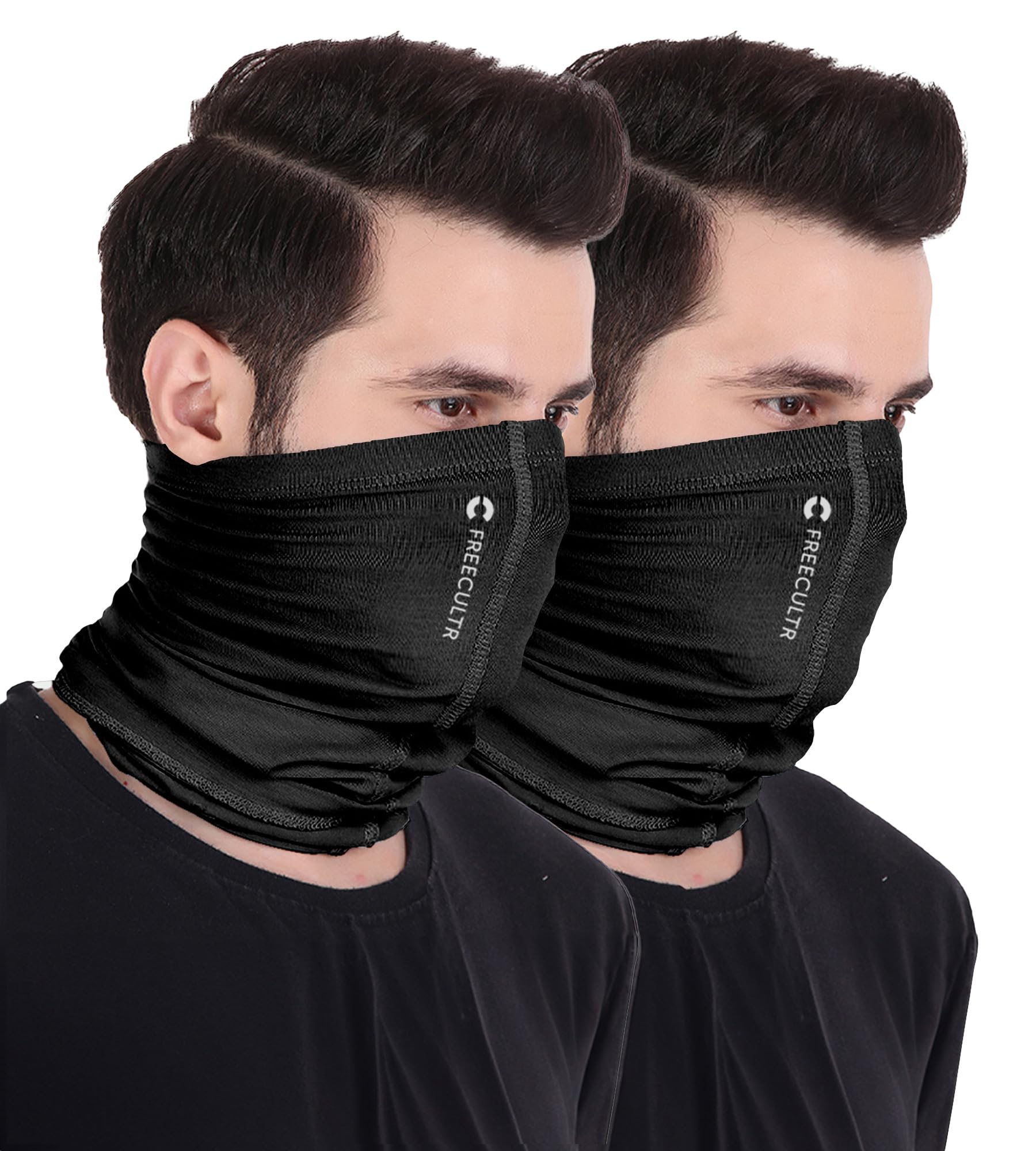 FreecultrUnisex Bamboo Plain Bandana, Anti Microbial Super Soft & Comfort Fit, Breathable Multipurpose Headband, Face Mask for Dust Protection-Pack of 2-100% Try On Guarantee - Made in India