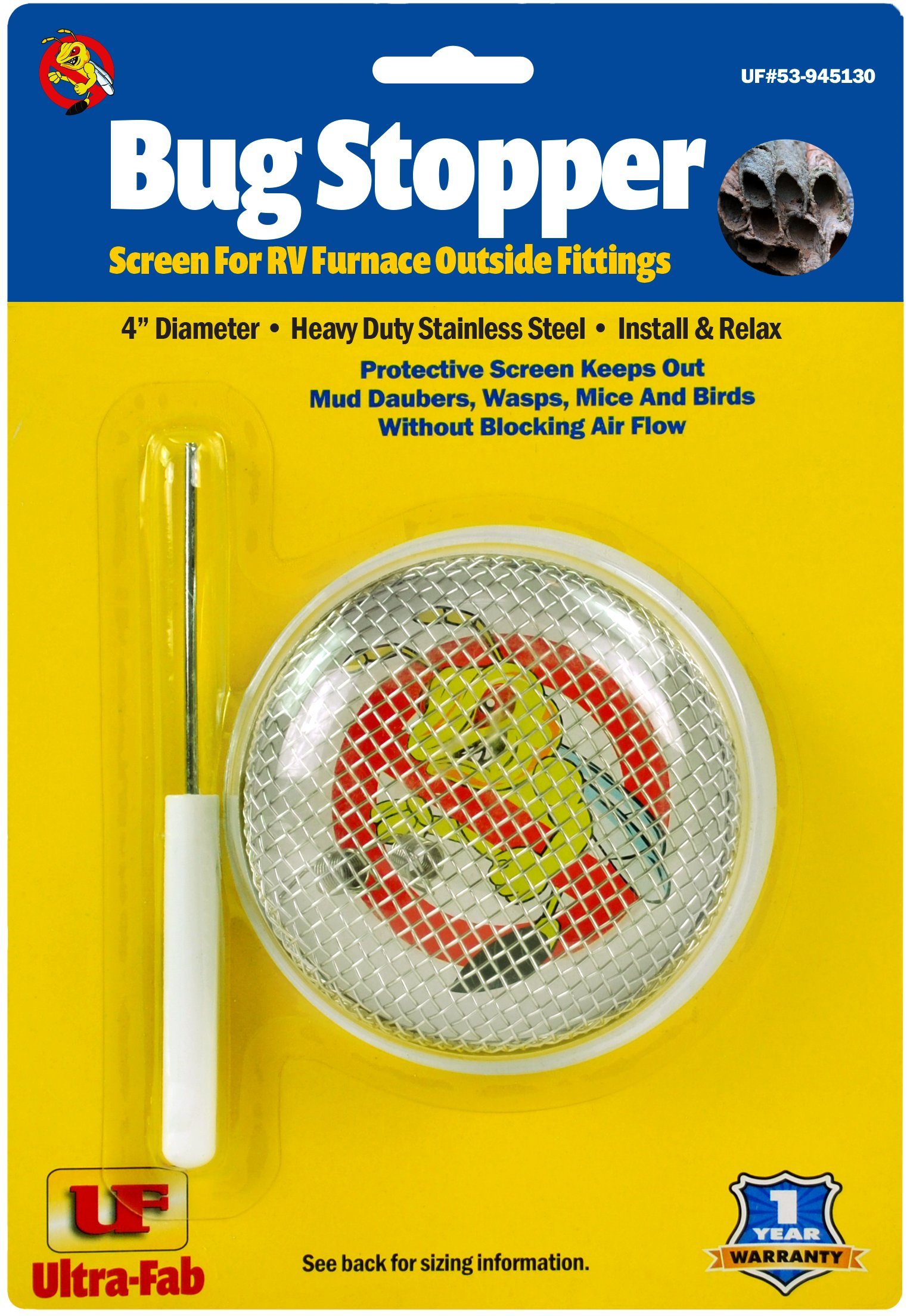 Ultra Fab Products, IncUltra-Fab 53-945130 Bug Stopper 4” Round Insect Screen for Atwood 2004 Model Furnace Outside Vents