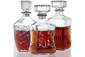 Vodka Decanter Set of 3 Glass Liquor Decanters For Vodka Presents