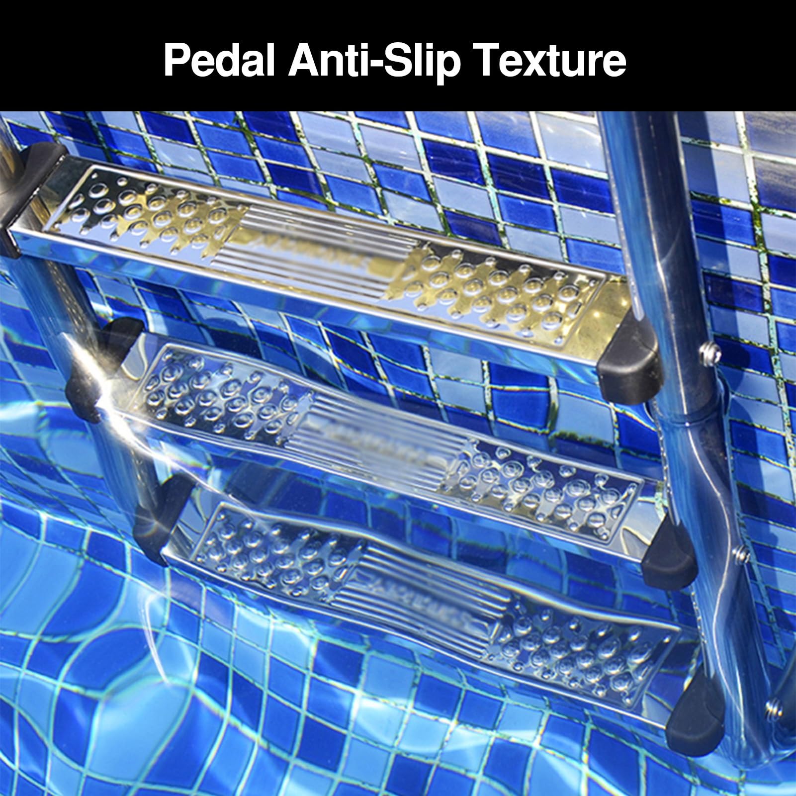 Scaletta per Piscina Integrata, gradini Antiscivolo Resistenti, in Acciaio Inox 304, Adatta per Piscine e Spa (2 gradini)