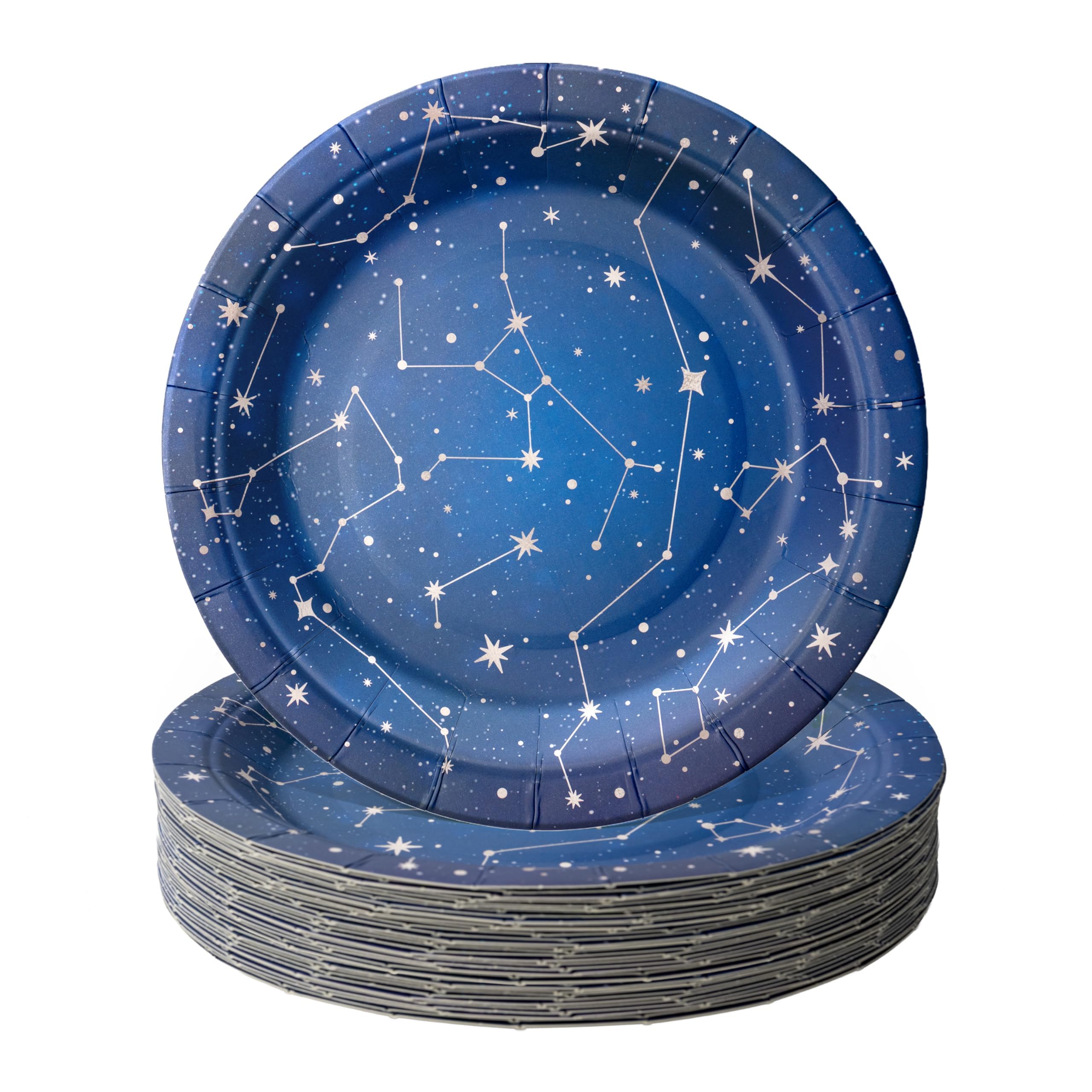 Cheerland Space Party Plates Zodiac Constellation Paper Plate Star Celestial Astrology Theme Disposable Tableware 7 Inch for Outer Space Birthday