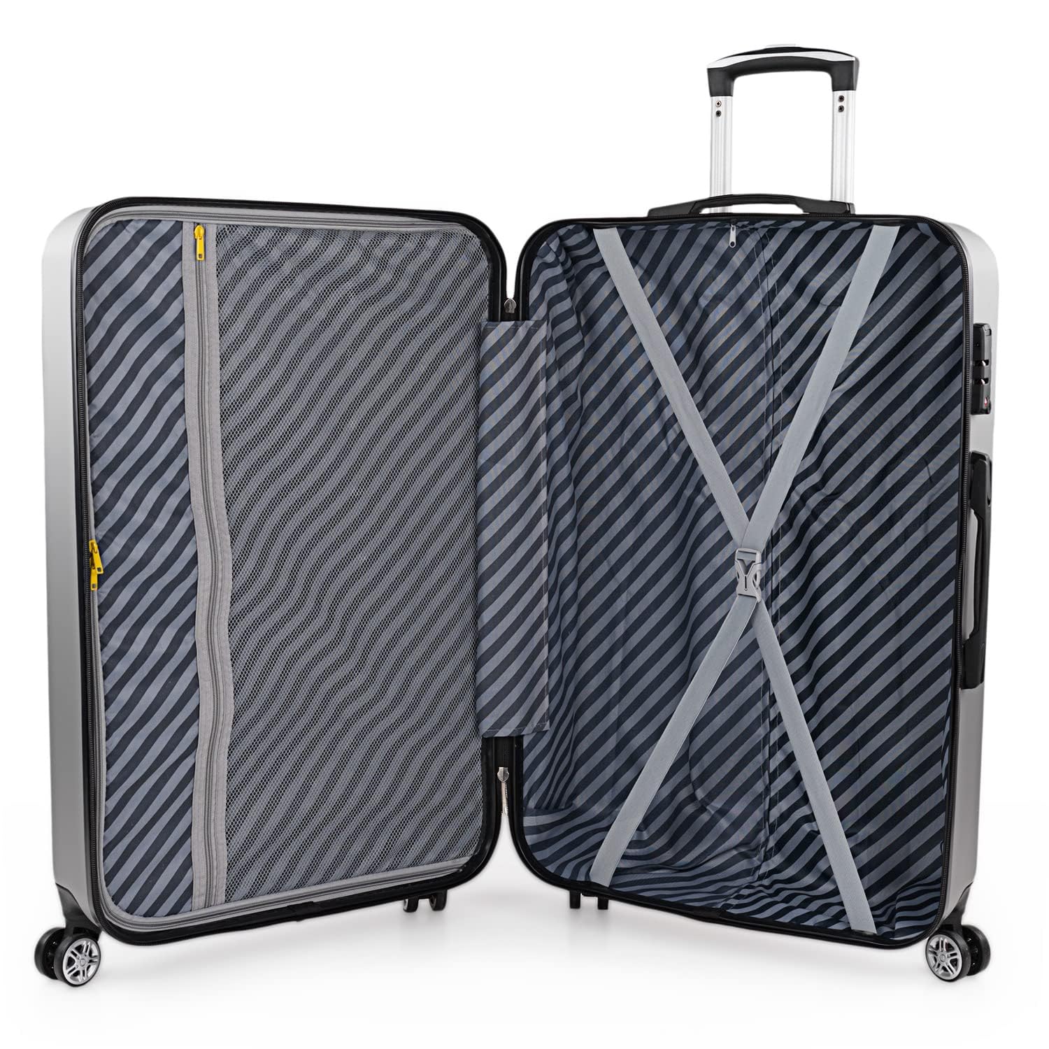 ITACA - Maletas Grandes De Viaje Rígidas Ligeras con 4 Doble Rueda 360° Candado de Combinacion TSA Maleta Grande 23 Kilos Alta Resistencia Maleta XL Duradera, Plata
